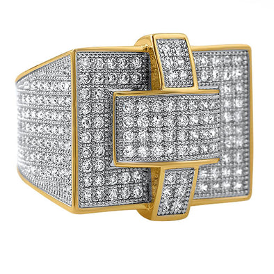 Cross All CZ Mens Micro Pave Bling Bling Ring