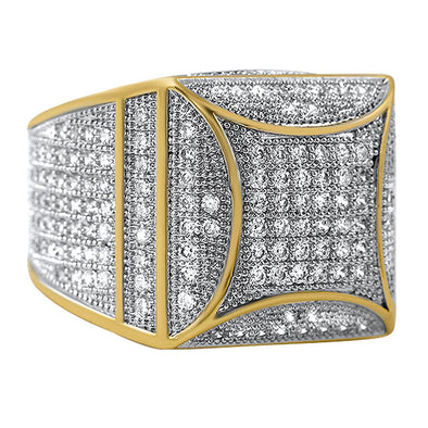 Full Ice Kite CZ Mens Micro Pave Bling Bling Ring