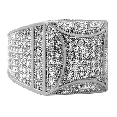 Full Ice Kite CZ Mens Micro Pave Bling Bling Ring