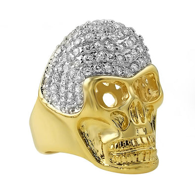 3D Skull Detailed CZ Mens Micro Pave Bling Bling Ring