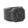 Custom Asscher Cut Center CZ Mens Micro Pave Bling Bling Ring