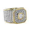 Custom Asscher Cut Center CZ Mens Micro Pave Bling Bling Ring