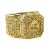 Custom Asscher Cut Center CZ Mens Micro Pave Bling Bling Ring