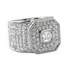 Custom Asscher Cut Center CZ Mens Micro Pave Bling Bling Ring