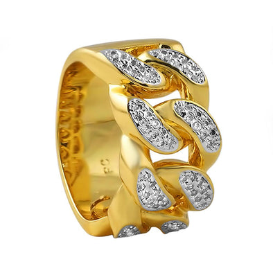 Cuban Link CZ Mens Micro Pave Bling Bling Ring