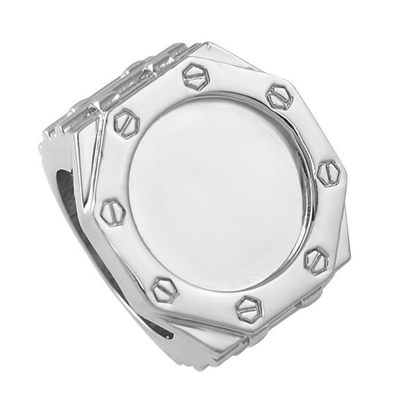 Octagon Polished Mens Hip Hop Ring