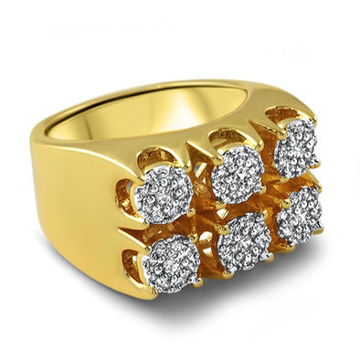 Cluster Bar CZ Mens Hip Hop Ring