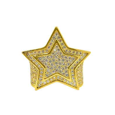 Star CZ Mens Hip Hop Ring