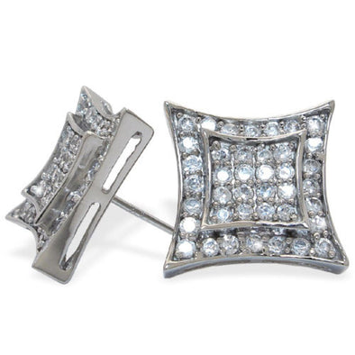 Double Kite CZ Micro Pave .925 Sterling Silver Earrings