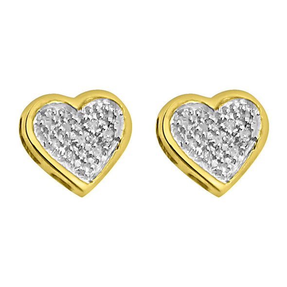 Ladies Heart Diamond Earrings .05cttw Yellow .925