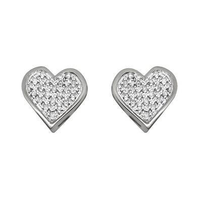 Ladies Heart .10 Carat Diamond Earrings .925