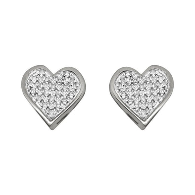 Ladies Heart .10 Carat Diamond Earrings .925