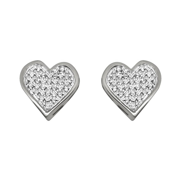 Ladies Heart .10 Carat Diamond Earrings .925