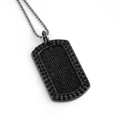 Full Stone Dog Tag and Chain Black