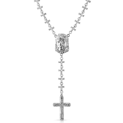Jesus Piece Fully Cross Link Rosary Necklace