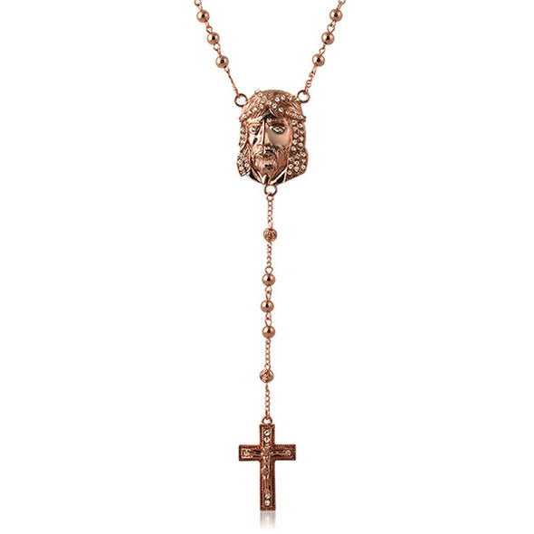 Rose Jesus Piece Rosary Chain Necklace