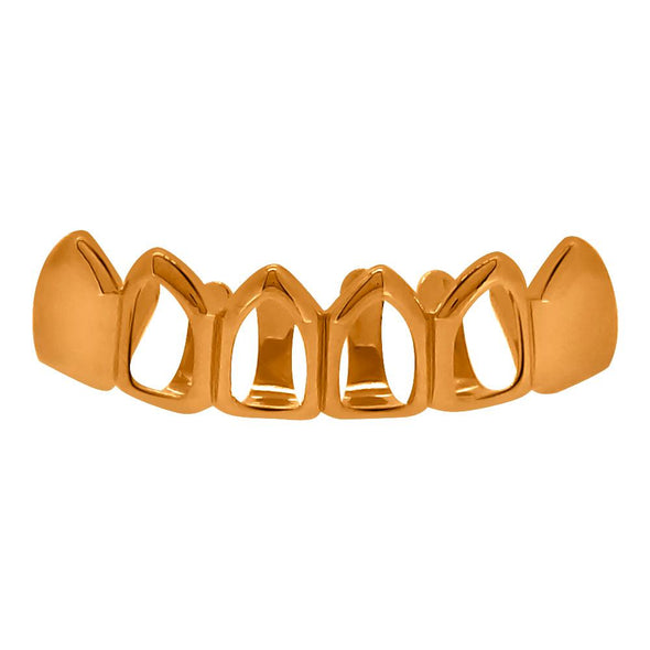 Rose Gold Hip Hop Grillz 4 Outline Bottom Teeth