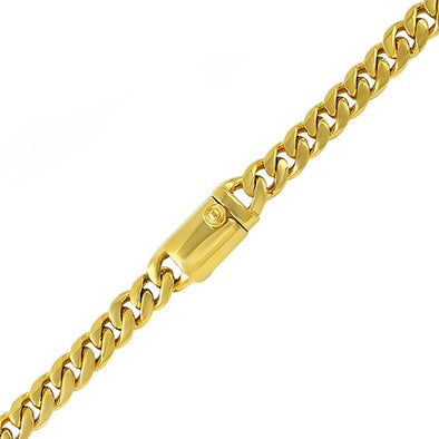 Miami Cuban Bracelet 9MM Gold 316L Box Clasp