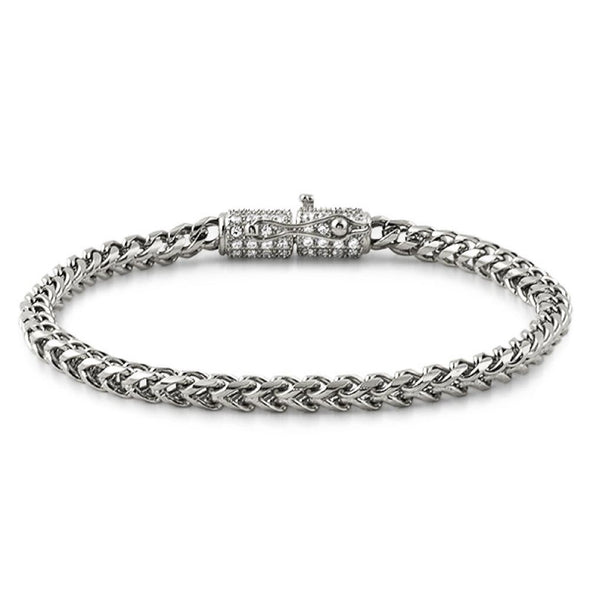 CZ Clasp 4MM Stainless Steel Franco Bracelet