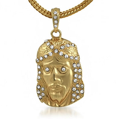 Gold Jesus Piece Pendant  Chain Small