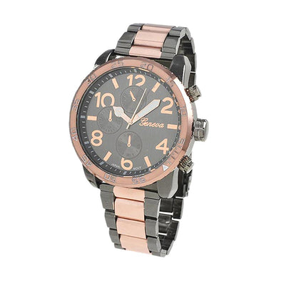 Clean Rose Gold and Black Metal Band Watch