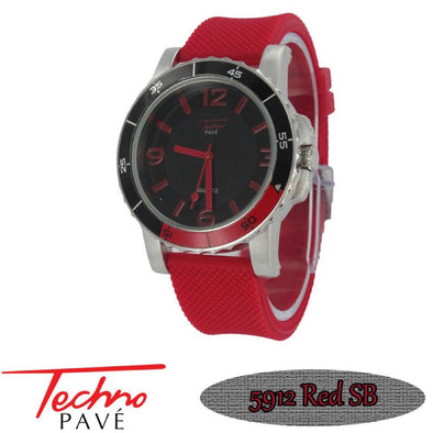 Techno Pave Sport Silver Red Rubber Band