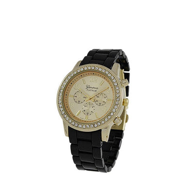 Gold Womens Watch Black Band