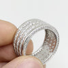 Triple Row CZ Eternity Band Bling Bling Ring in Rhodium