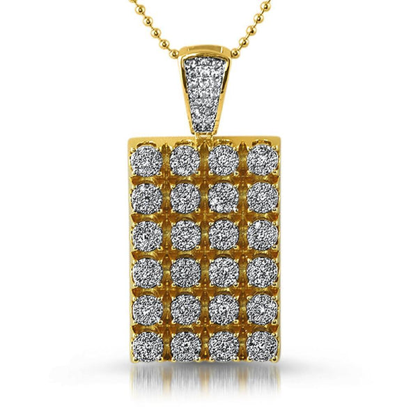 Gold Cluster CZ Dog Tag Pendant