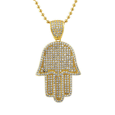 Gold Hamsa CZ Pendant