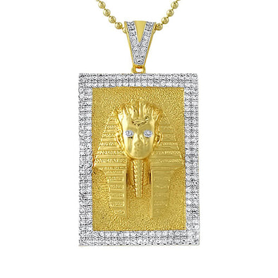 Egyptian Pharaoh Gold Block CZ Pendant