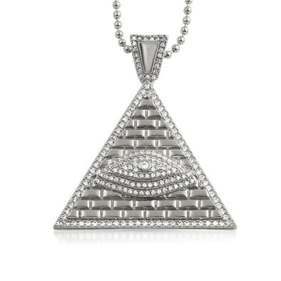 Eye of Providence Rhodium CZ Pendant