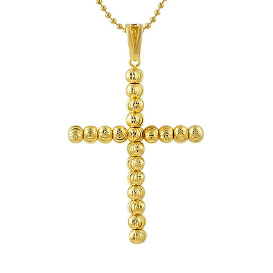 Gold .925 Sterling Silver Moon Cut Cross 6MM