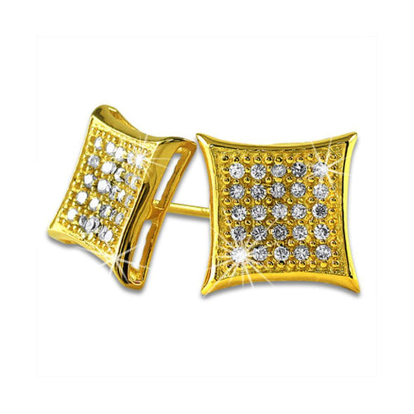 Kite Medium Gold Vermeil CZ Micro Pave Earrings .925 Silver