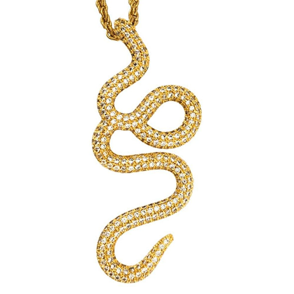 Snake CZ Bling Bling Pendant in Gold