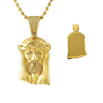 Canary Micro Jesus Gold Pendant Polished