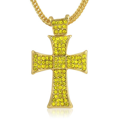 Lemonade Hatchet Iced Out Cross Chain Small