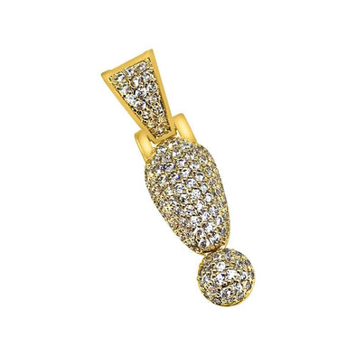 ! Exclamation Point Symbol Gold CZ Bling Bling Pendant