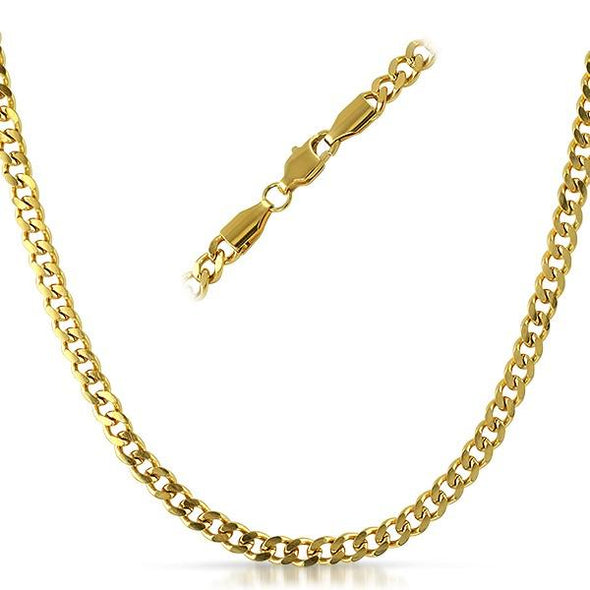 Cuban IP Gold Stainless Steel Chain Necklace 4MM