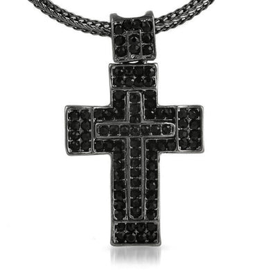 Black Thick Cross  Chain Small