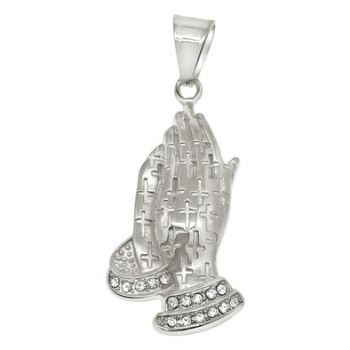 Prayer Hands Cross Pattern Stainless Steel Pendant