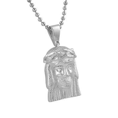 CZ Clean Rhodium Micro Jesus Piece Pendant