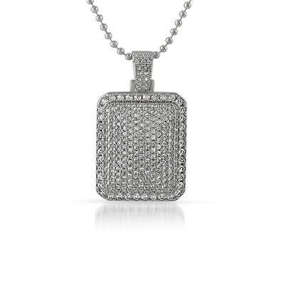 CZ Rhodium Mini Dog Tag Pendant