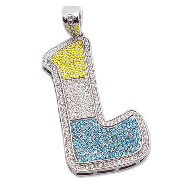 L Color Graffiti Initial Iced Out Pendant