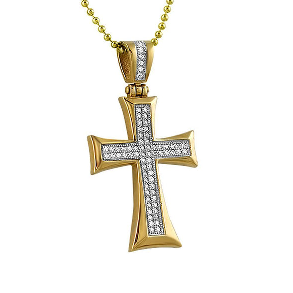 Gold Stainless Steel Kite CZ Cross