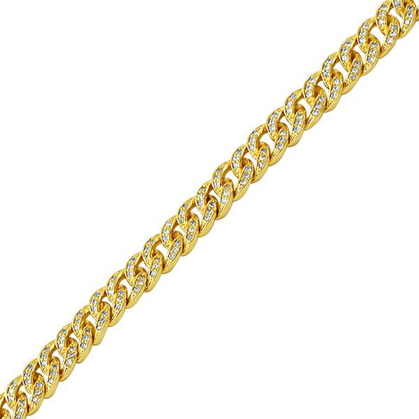 .925 Silver 6MM CZ Bling Bling Gold Cuban Links Bracelet