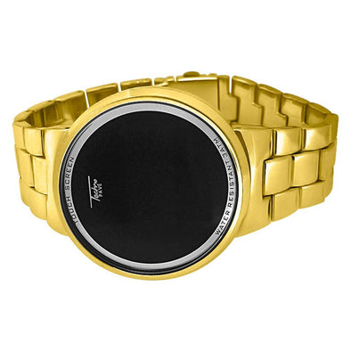 LED Touch Screen Gold Metal Band Watch