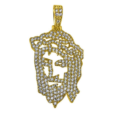Mini Gold Jesus Cut Out Designer CZ Pendant