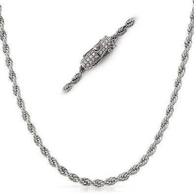CZ Clasp 4MM Rope Stainless Steel No Fade Chain
