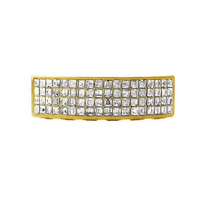 Gold 4 Row Princess Cut Grillz Bottom